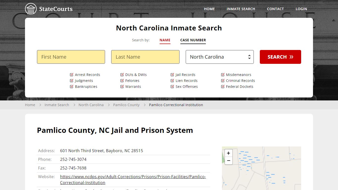 Pamlico County, NC Jail and Prison System - State Courts